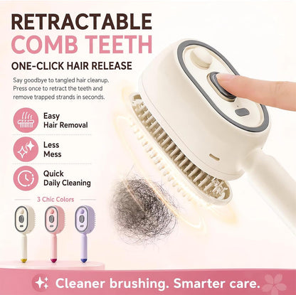 2026 All in One Misting Aqua Detangler Brush Electric Spray Air Cushion Massage Comb Self-Clean Liquid Water Mister Spray Bottle Hair Brush Scalp Oil Applicator Steam Wet Curly Wavy Hairbrush (Purple)