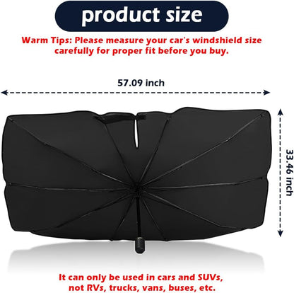 [2026 Upgrade] Car Windshield Sun Shade,Foldable Car Shade Umbrella for Blocking Sunlight & Insulating Heat,Portable Windshield Cover Sun Shades Cars Accessories for Cars Suvs (L: 57.09"X33.46")