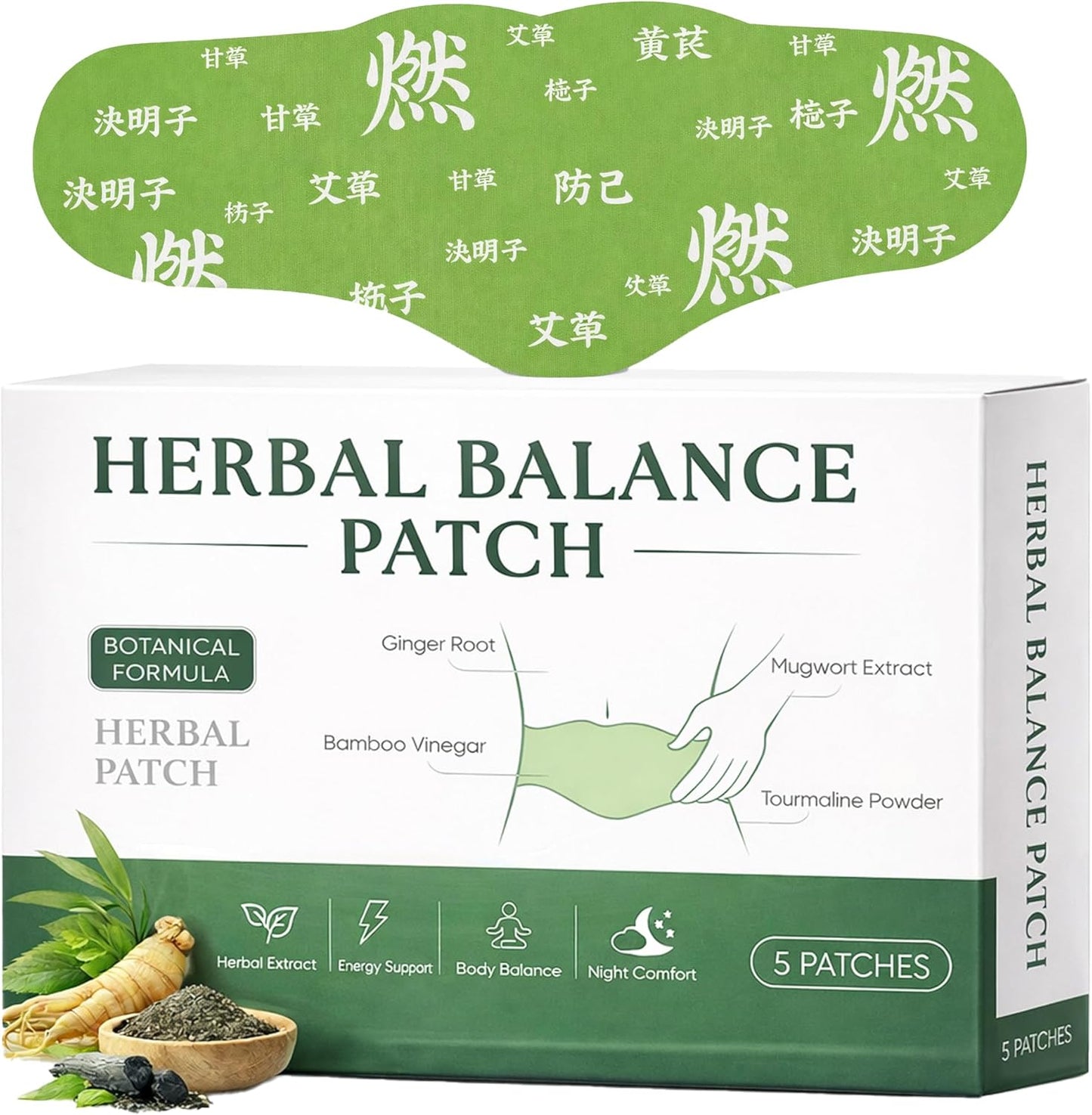 Herbal Balance Patch for Waist & Body, Japanese Inspired Balance Patches, Non-Irritating for Stomach & Daily Use, Breathable Snatch Patch Design for Work, Travel & Night Routine(1Pcs)