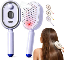 2026 All in One Misting Aqua Detangler Brush Electric Spray Air Cushion Massage Comb Self-Clean Liquid Water Mister Spray Bottle Hair Brush Scalp Oil Applicator Steam Wet Curly Wavy Hairbrush (Purple)