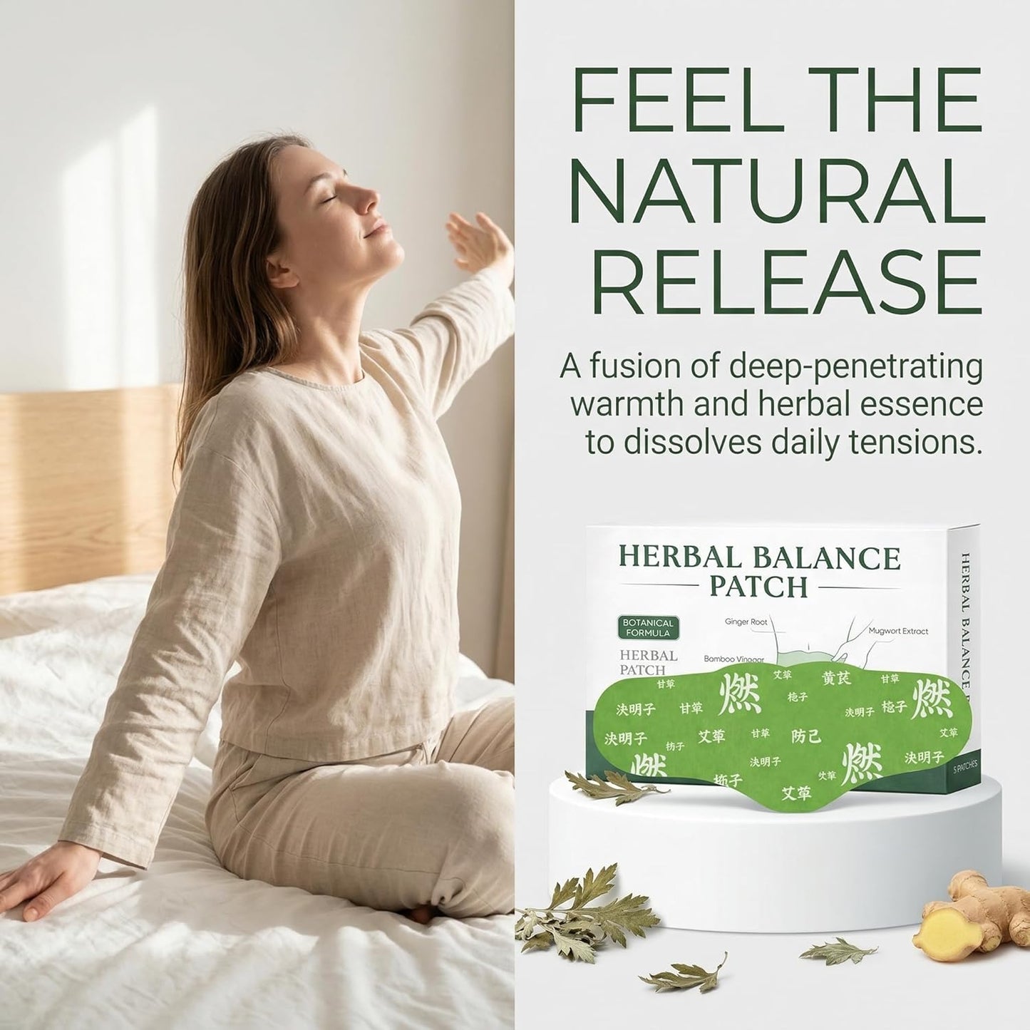 Herbal Balance Patch for Waist & Body, Japanese Inspired Balance Patches, Non-Irritating for Stomach & Daily Use, Breathable Snatch Patch Design for Work, Travel & Night Routine(1Pcs)