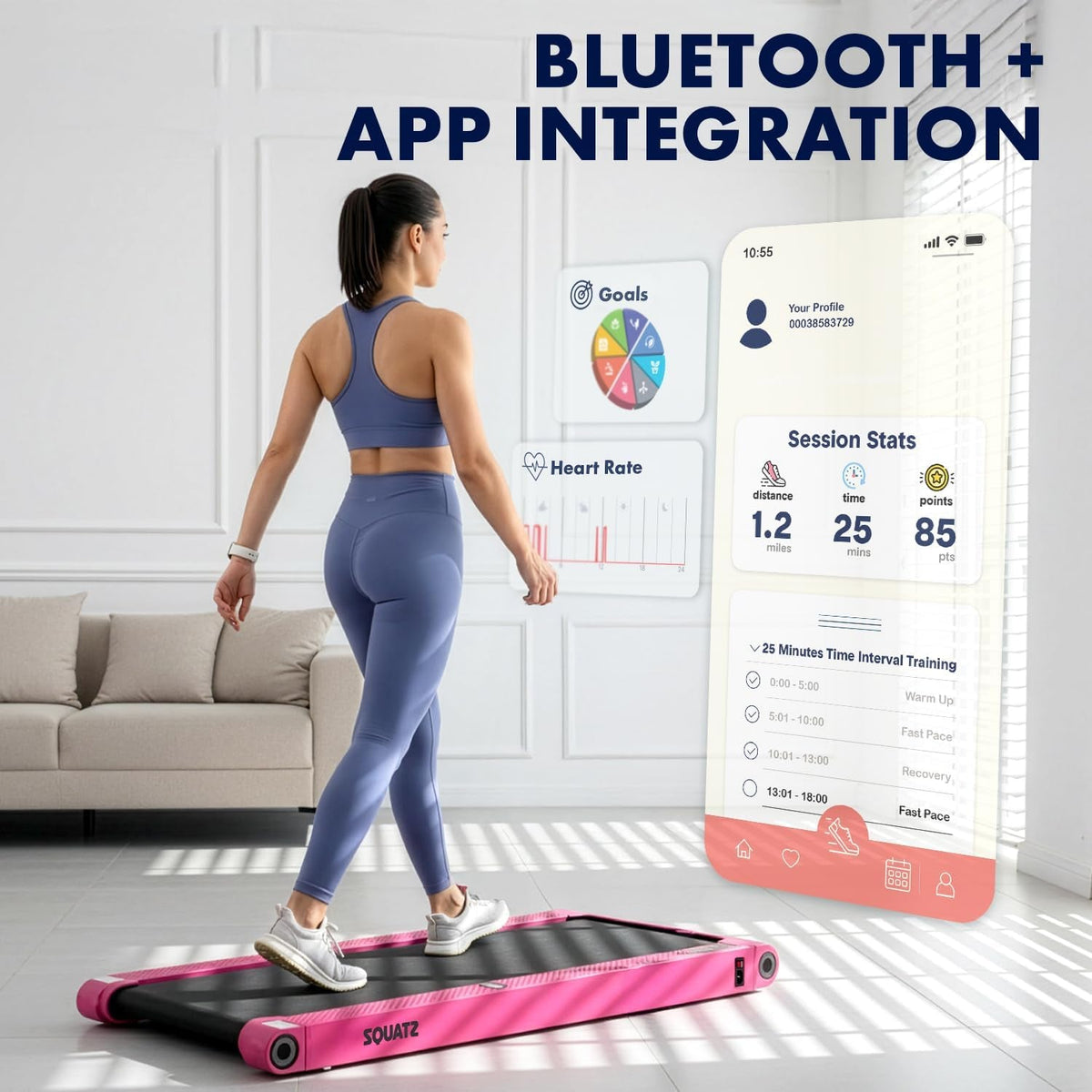 2-In-1 Walking Pad Treadmill with Vibration Plates, Compact under Desk Walking Pad with Remote Control, LED Display, Non-Slip Belt, Quiet 1.0HP Motor for Home or Office Workout (Pinks)