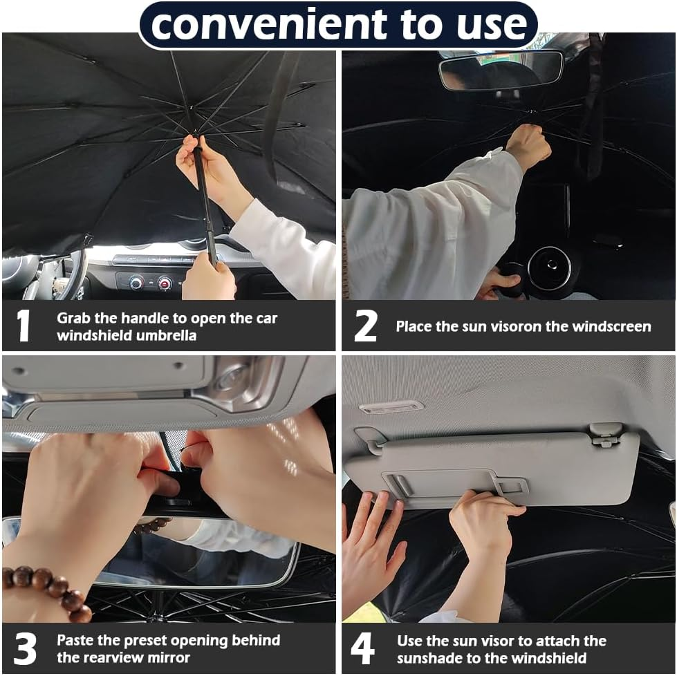 [2026 Upgrade] Car Windshield Sun Shade,Foldable Car Shade Umbrella for Blocking Sunlight & Insulating Heat,Portable Windshield Cover Sun Shades Cars Accessories for Cars Suvs (L: 57.09